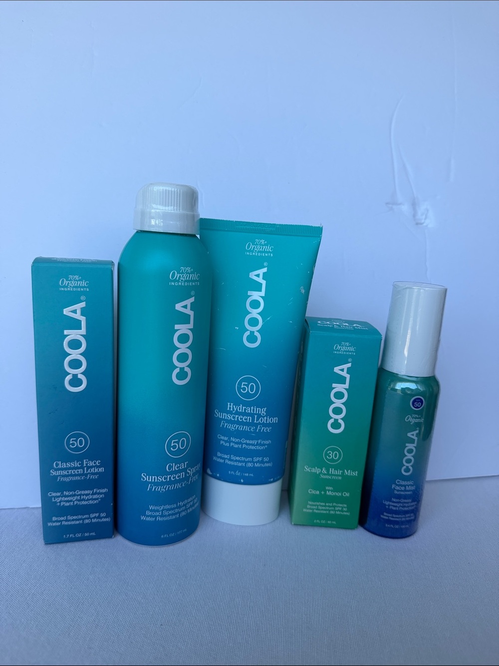 Coola bundle of 5 products NEW spf 50 for daily sun protection.